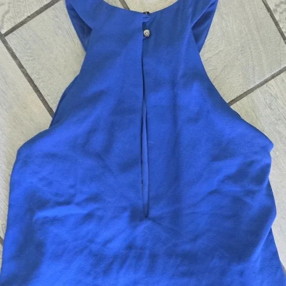 Trina Turk Royal‎ Blue Sleeveless Mock Neck Wide Leg Jumpsuit Size 6